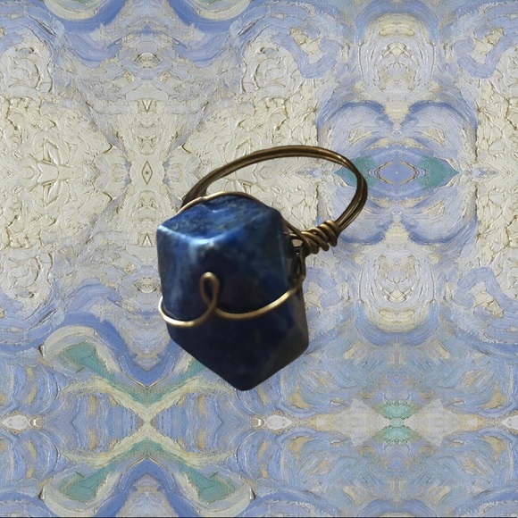 New Lapis Lazuli Wire-Wrapped Ring Size 7.5 - Picture 2 of 4